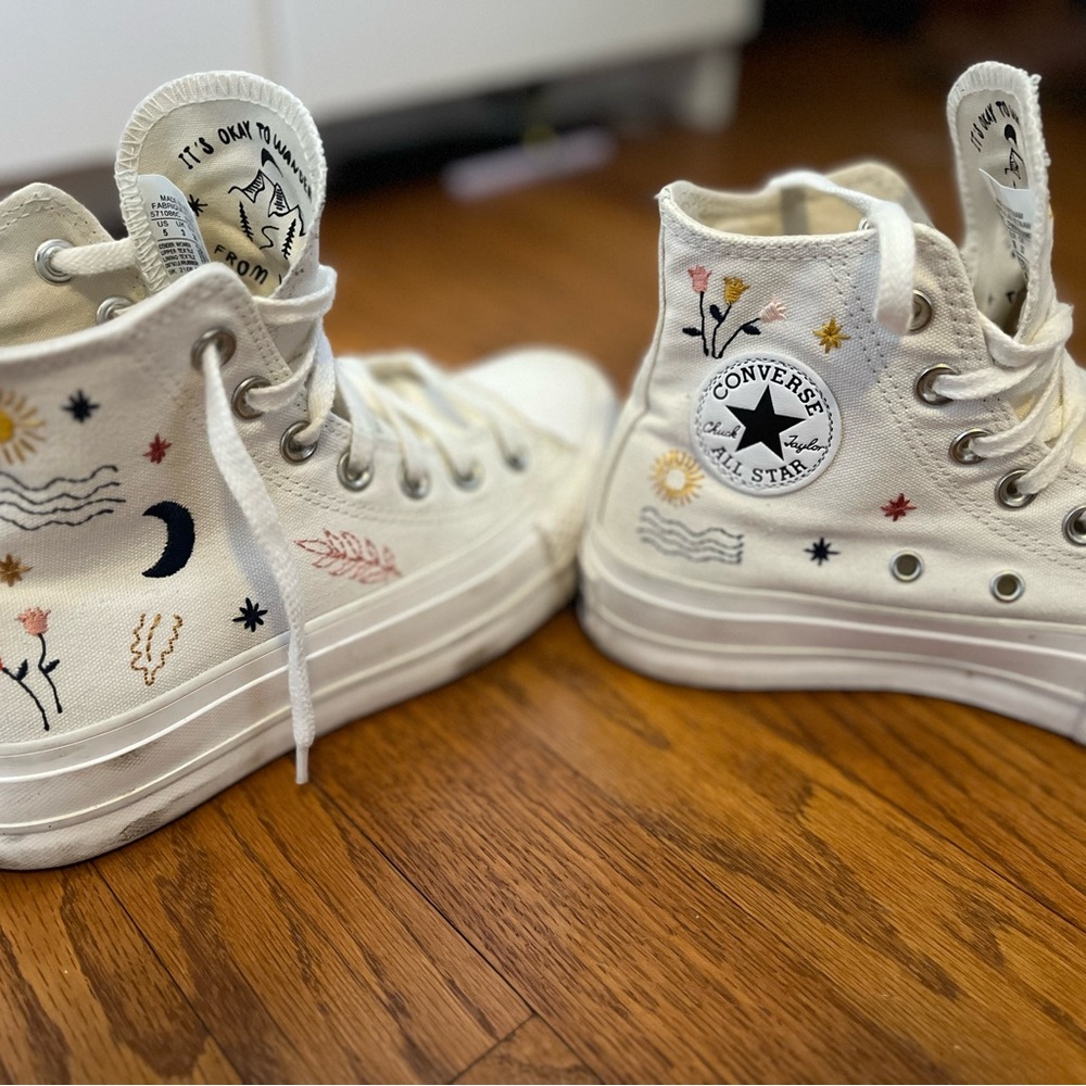 Embroidered High Top Converse Size 5